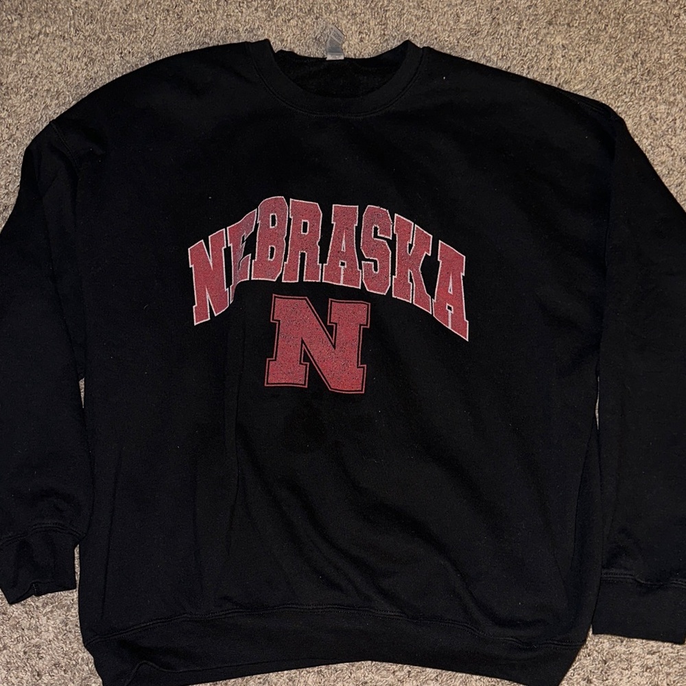 Nebraska Black Crewneck